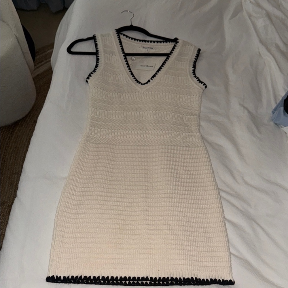 Heartloom Cream Knit Mini Dress with Black Accents